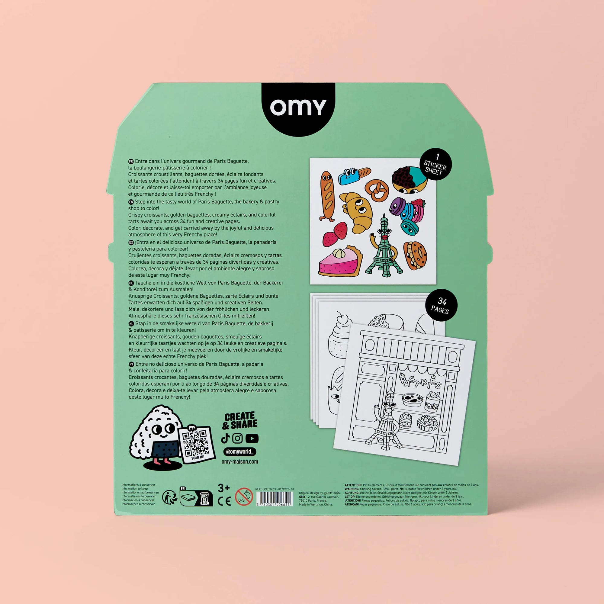 Carnet de coloriage Coloring Boutique French Baguette d’Omy – dos du carnet
