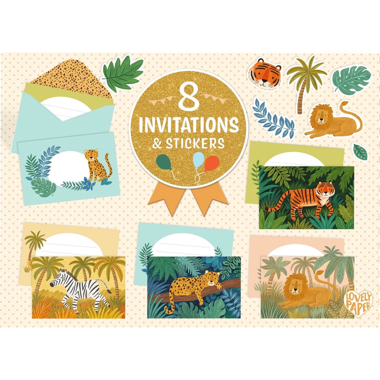 carte d'invitations Animaux de la Jungle - DJECO DD03491 3070900034914