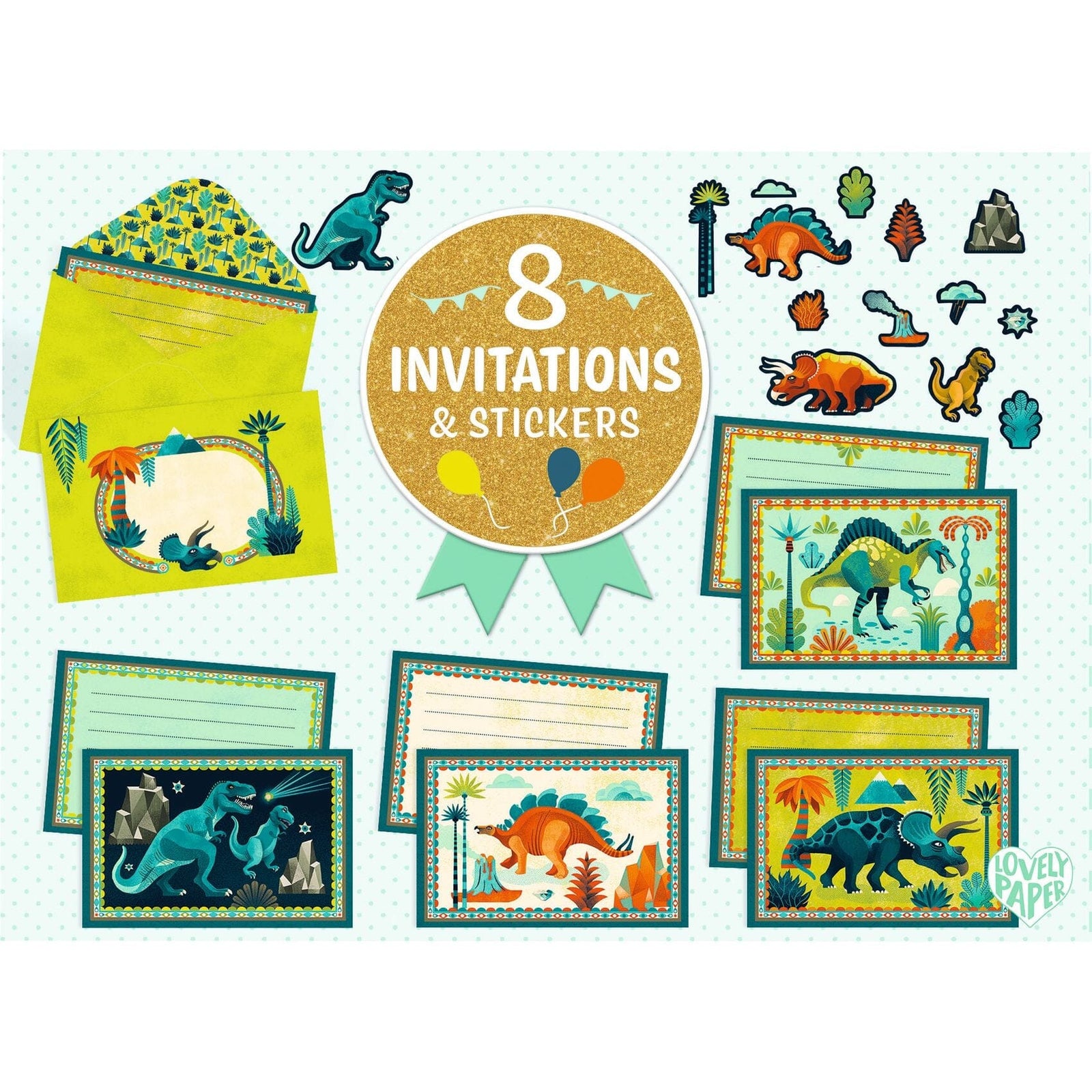 carte d'invitations CRIC CROC, DINO ROCK - DJECO DD03497 3070900034976