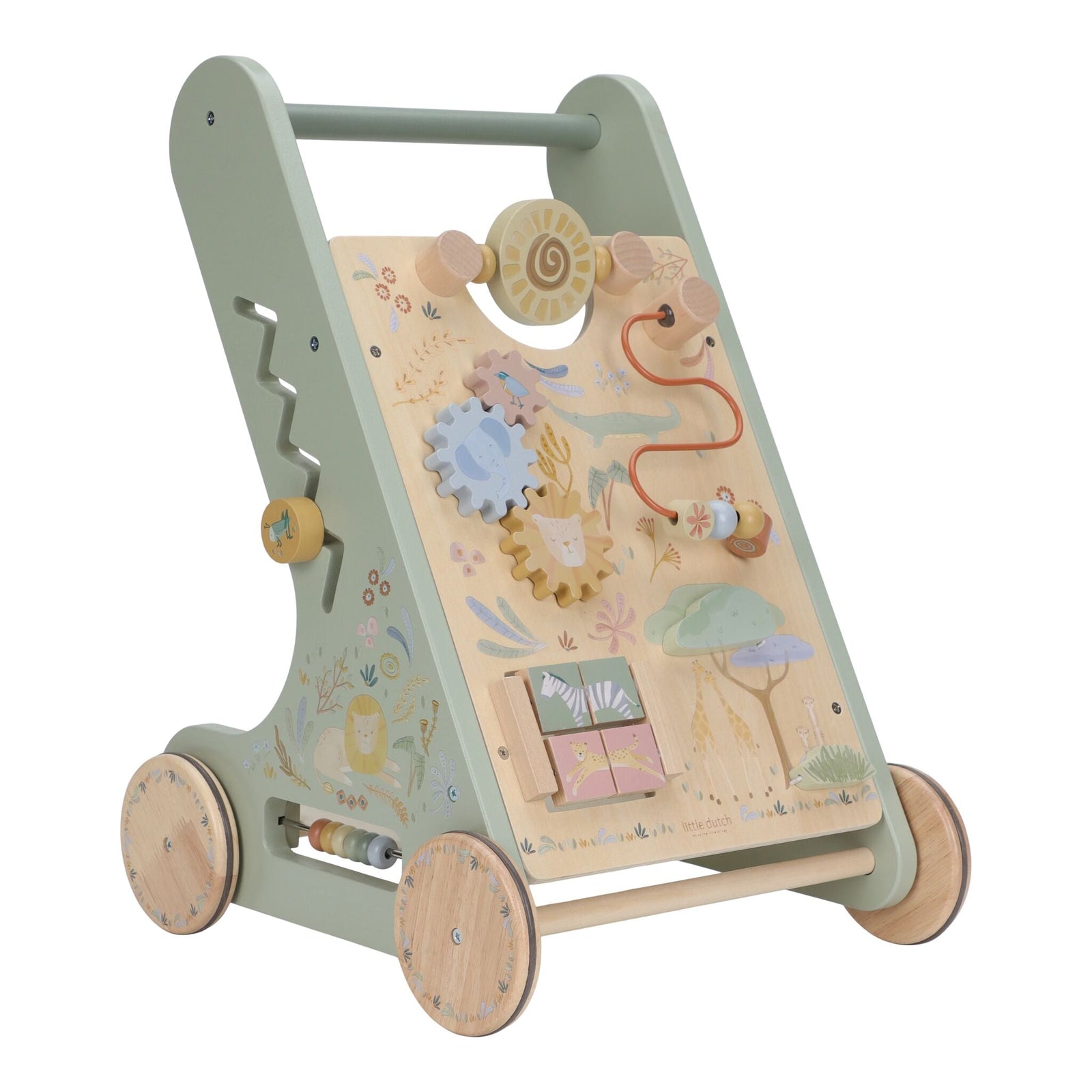 Chariot de marche d’activités en bois Safari Friends – Little Dutch