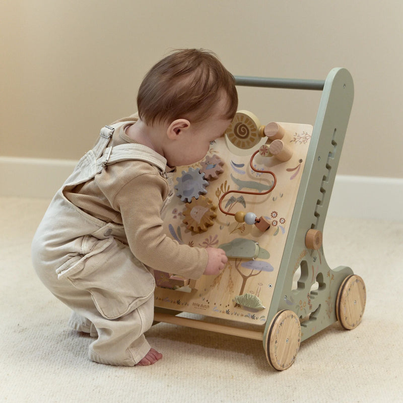 Chariot de marche d’activités en bois Safari Friends – Little Dutch