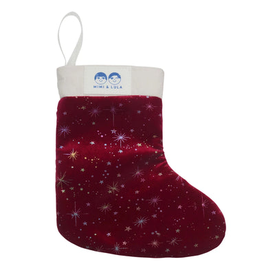 Chaussette de Noël en velours bordeaux avec accessoires cheveux - Mimi&lula 174004-29 5061064832544