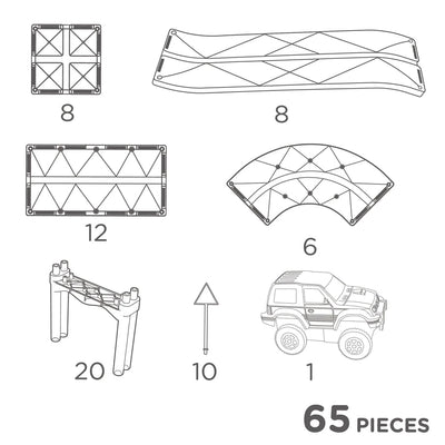 circuit voiture intense 65 pièces magnetique - cleverclixx CC-3011 6096125953998