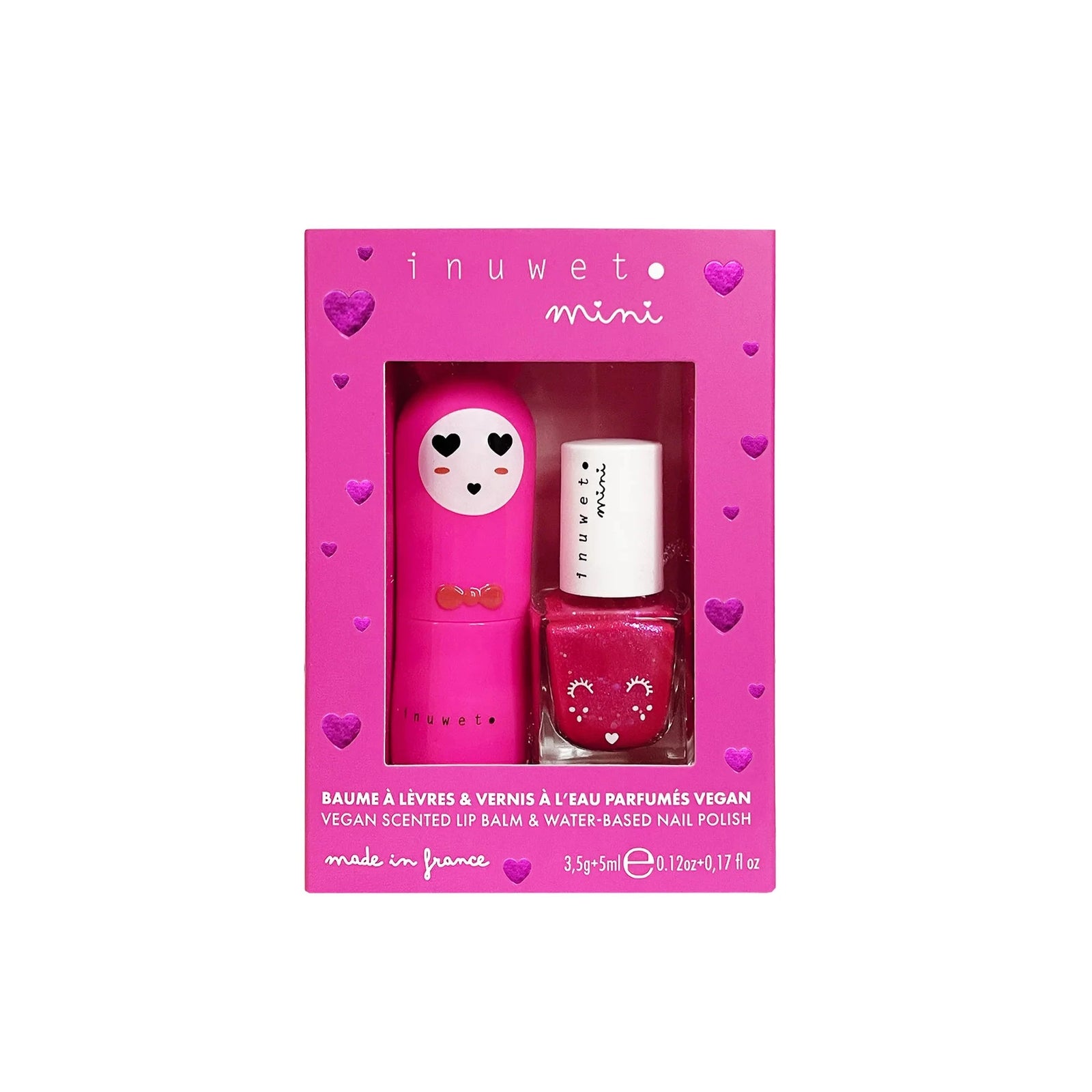 Coffret Fuchsia duo baume à lèvres et vernis à l'eau Cerise et Fraise - INUWET 