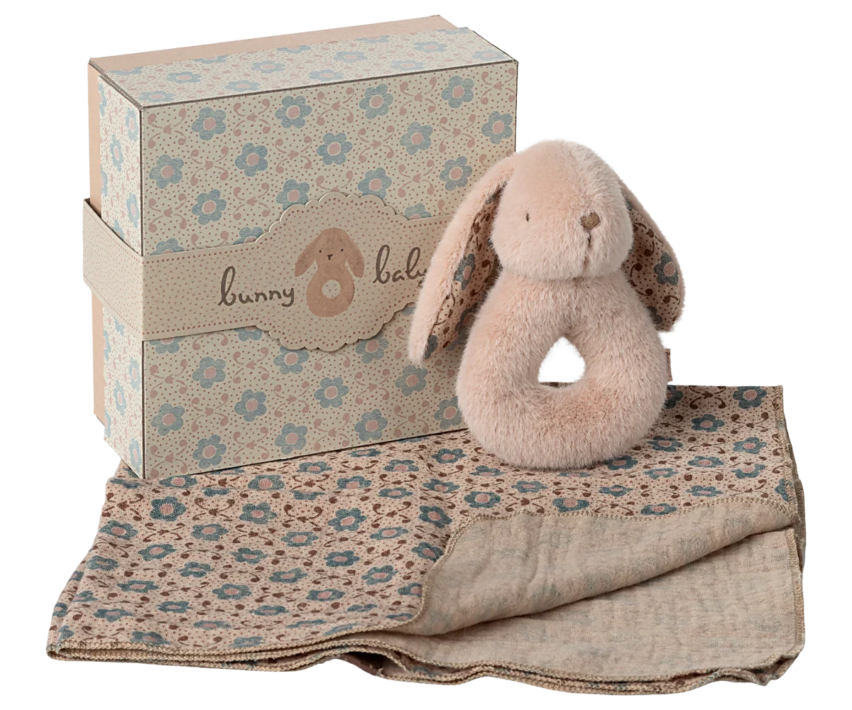 Coffret hochet lapin rose poudré - MAILEG 16-7501-00 