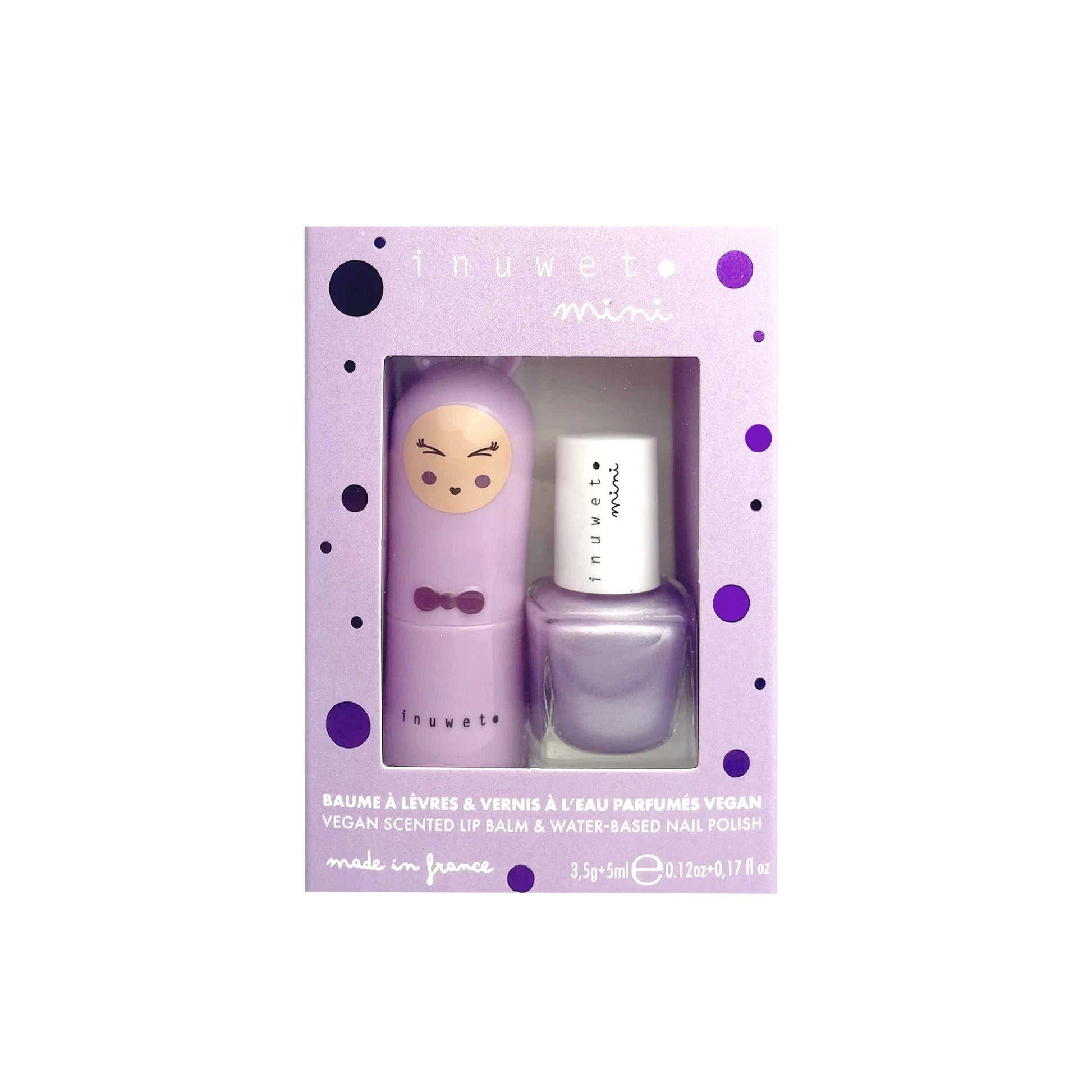 Coffret Mauve duo baume à lèvres et vernis à l'eau Guimauve et Myrtille - inuwet VINDV02 3760355044827