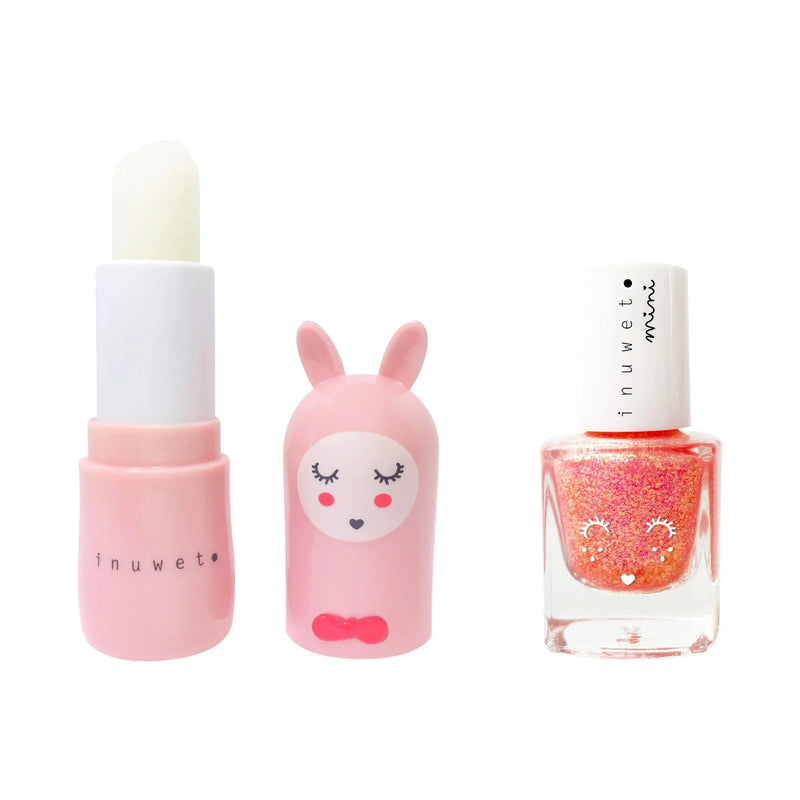 Coffret Rose duo baume à lèvres et vernis à l'eau Fraise - inuwet VINDV05 3760217140308