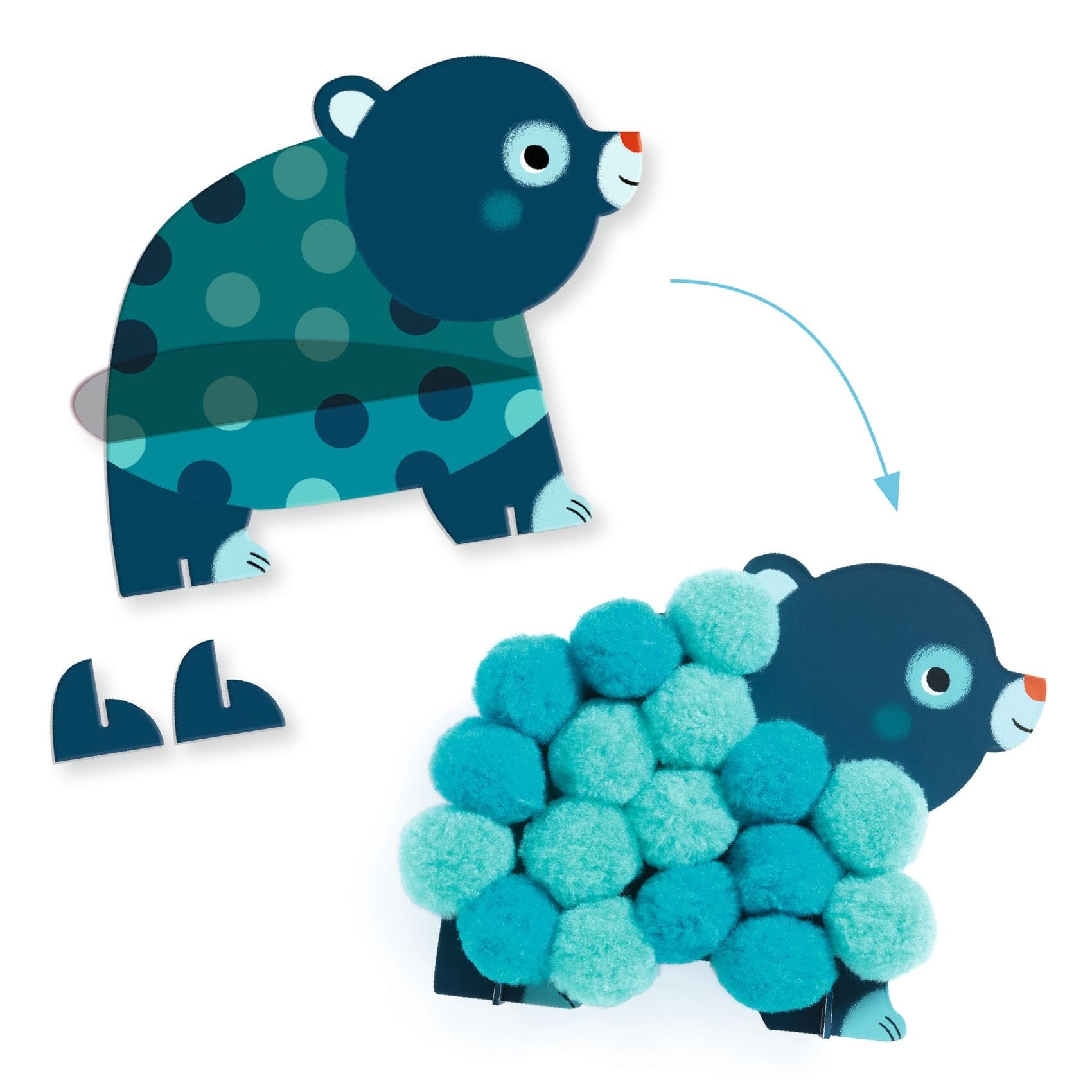 COLLAGE DE POMPOMS ANIMAUX ET RONDS POMPOMS - DJECO