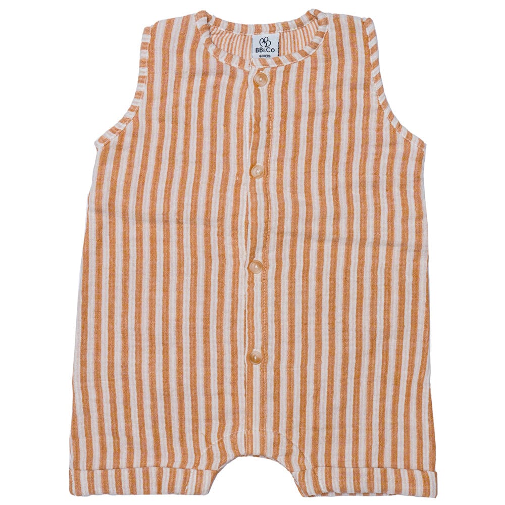 Combishort garçon sans manches Rayé caramel - BB&CO COMBG45A 3662159047076