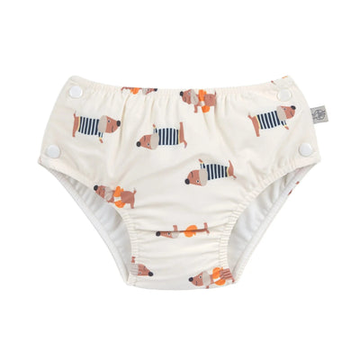 Couche de bain bébé Chien orange blanc - LASSIG