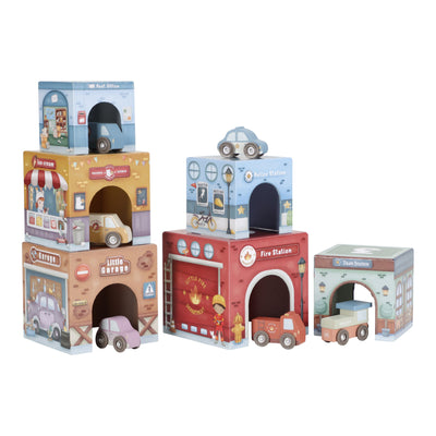 cube a empiler avec voitures - LITTLE DUTCH