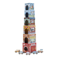 cube a empiler avec voitures - LITTLE DUTCH