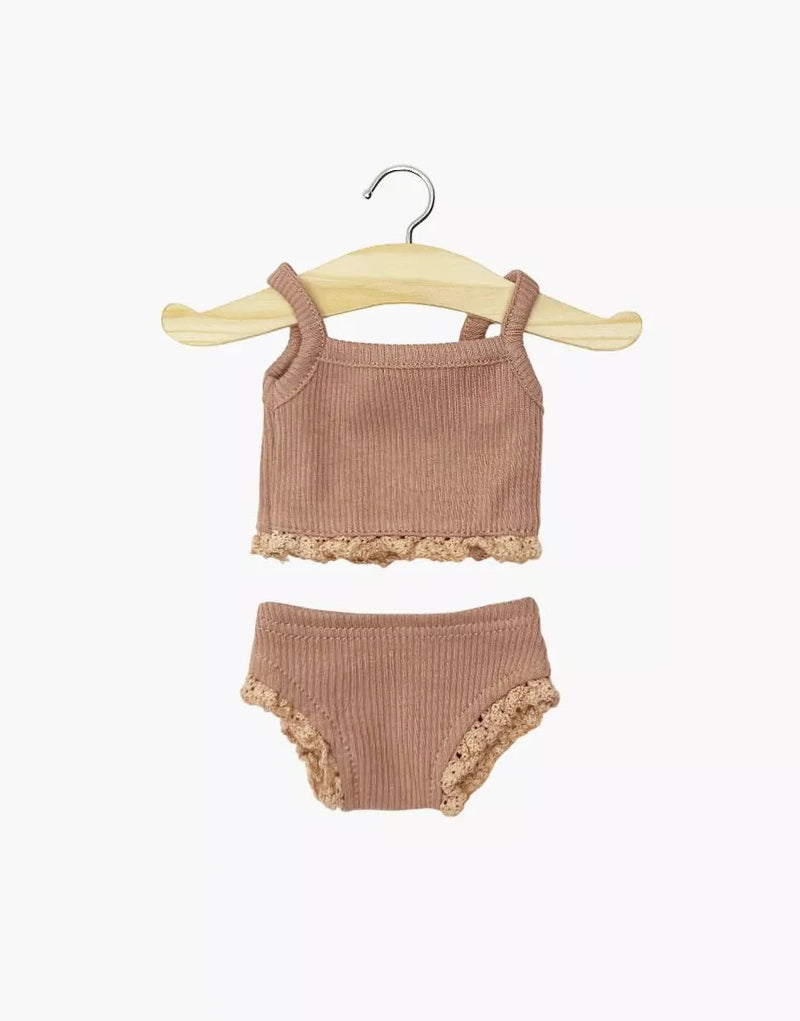 Dessous fille en maille cotelée rose argile et sa dentelle - MINIKANE CG.17.411 3701548461397