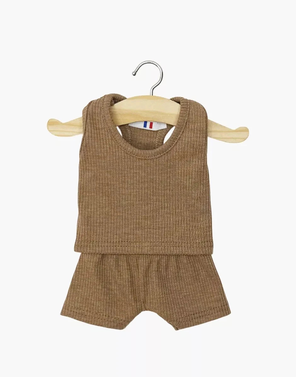 Dessous garçon Marcel en maille côtelée chocolat chiné- minikane CG.17.415 3701548461359