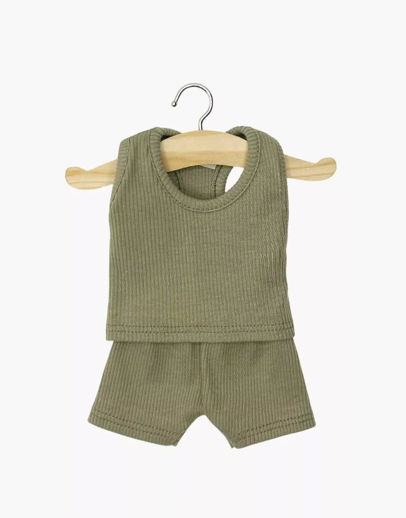 Dessous garçon Marcel en maille côtelée olive- minikane CG.17.416 3701548461342
