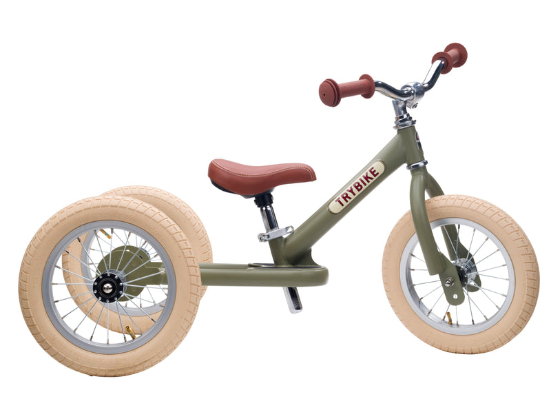 draisienne tricycle 2 en 1 vintage vert 3 roues evolutive - TRYBIKE TBS-3-GRN-VIN 8719189161748