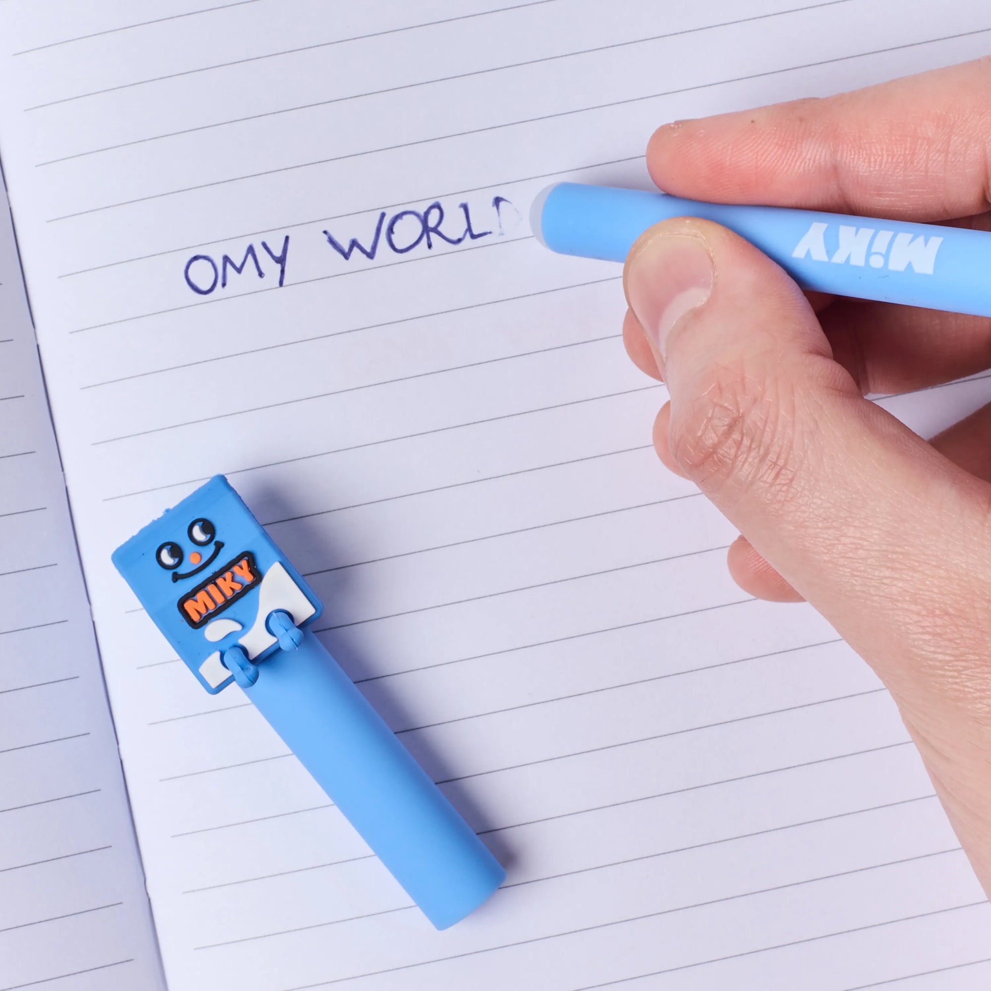 Duo de stylos effaçables Pen Buddies Leon et Miky d’Omy – embout gomme