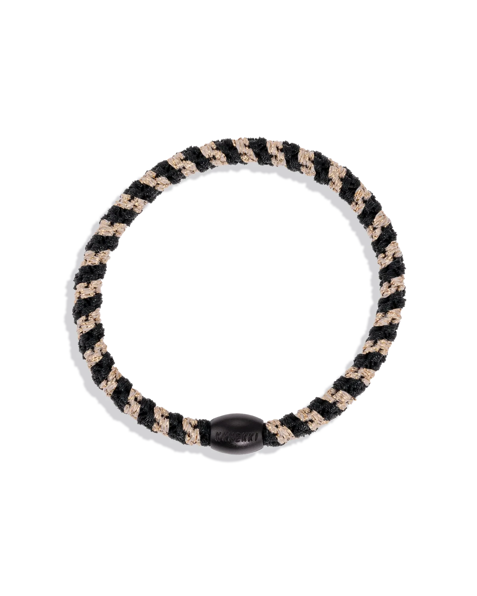 Élastique cheveux KKNEKKI Slim Black-Beige Glitter Stripe