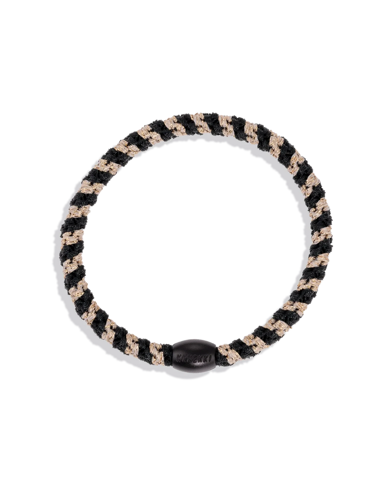Élastique cheveux KKNEKKI Slim Black-Beige Glitter Stripe