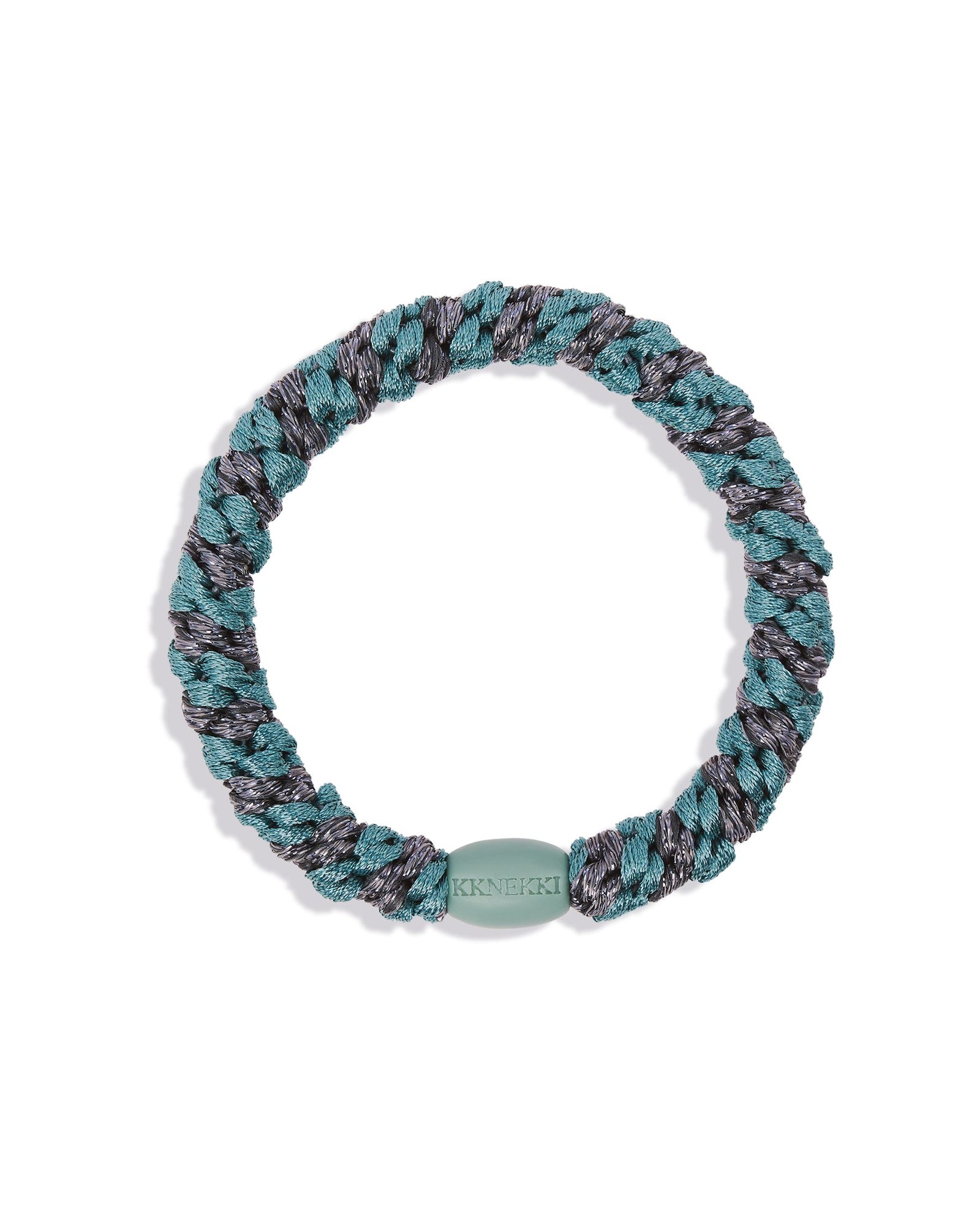 Élastique cheveux KKNEKKI Teal Steel Grey Glitter Stripe