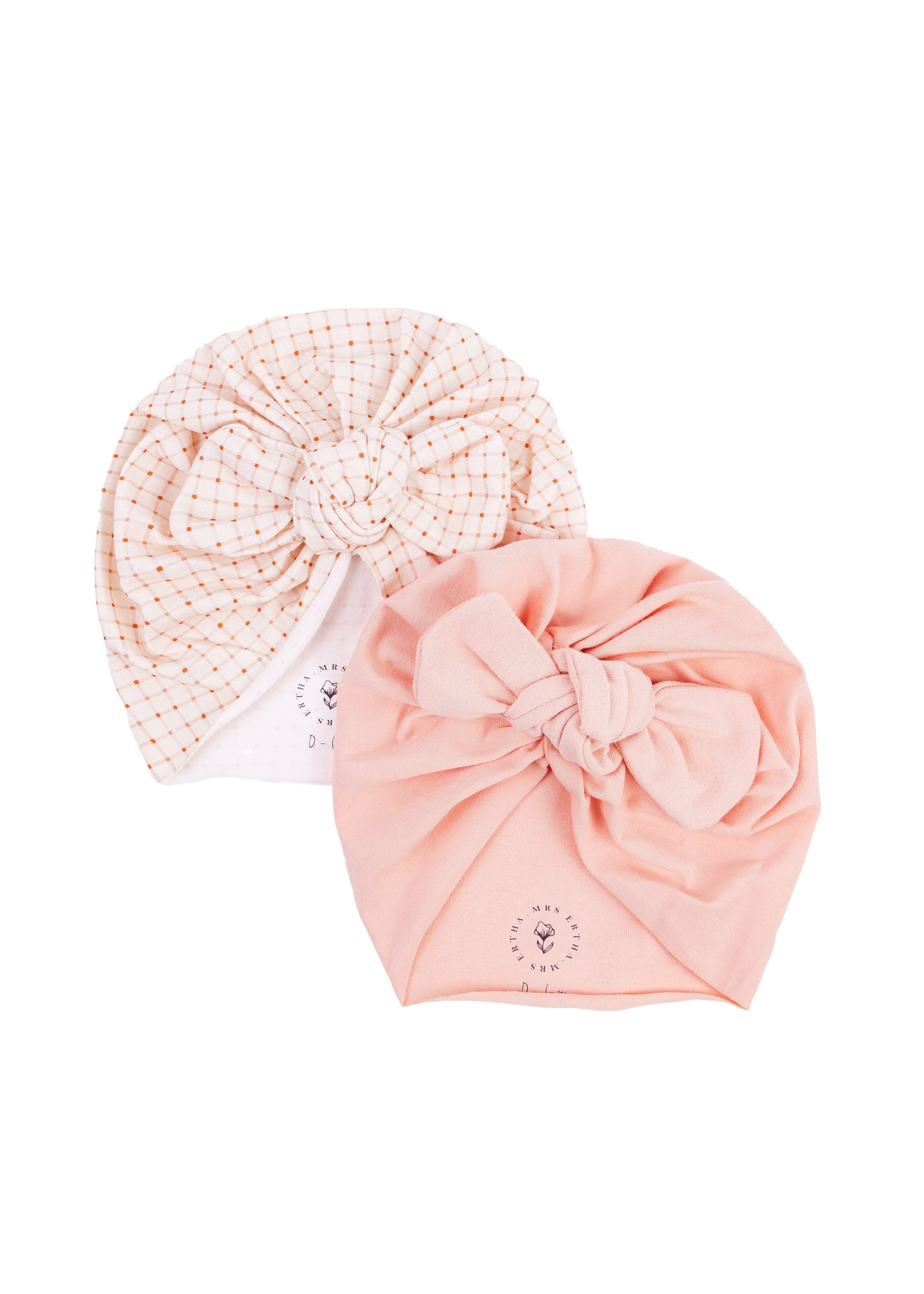 ensemble 2 turbans bébé organic squares - Mrs. Ertha 1372 organic squares 0-6 0658606268364