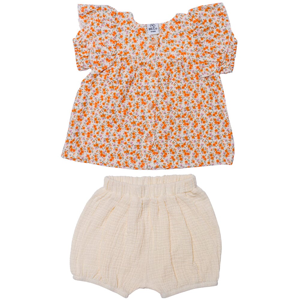 Ensemble Blouse + Short liberty orange/ écru - BB&CO ENSF05A 3662159047182