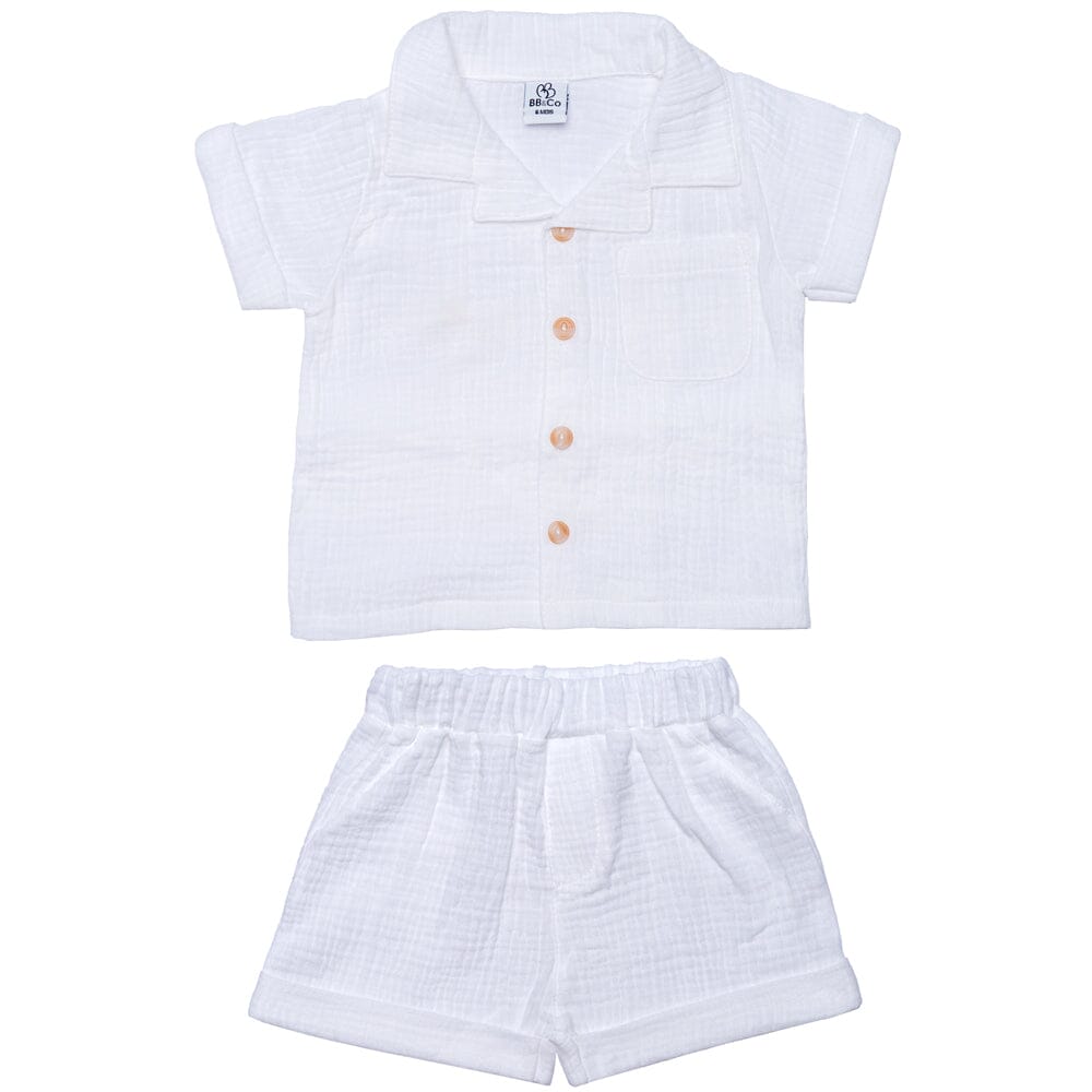 Ensemble Chemise + Bermuda blanc - BB&CO ENSG05A 3662159047236