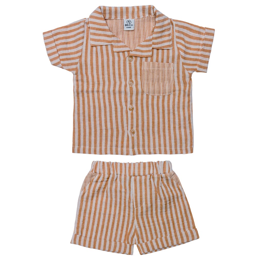 Ensemble Chemise + Bermuda Rayé caramel - BB&CO ENSG06A 3662159047281