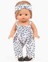 Ensemble combinaison Bonnie et headband à pois gris Thelma avec pochon - minikane CG.16.605 3701548441078