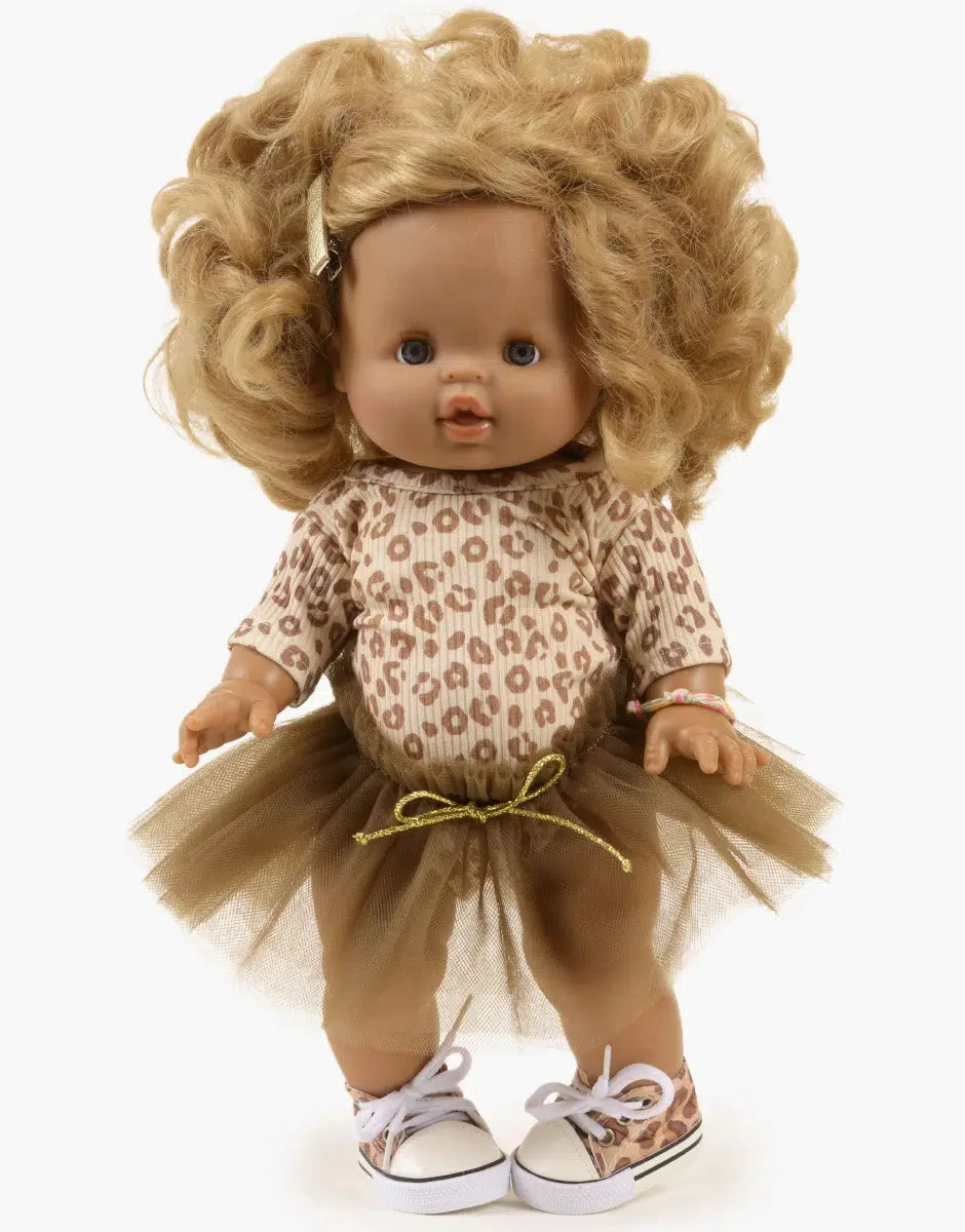 Ensemble Josepha body en maille côtelée Léo et tutu marron- minikane CG.17.176 3701548454931