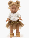 Ensemble Josepha body en maille côtelée Petites fleurs et tutu marron- minikane CG.17.177 3701548454948