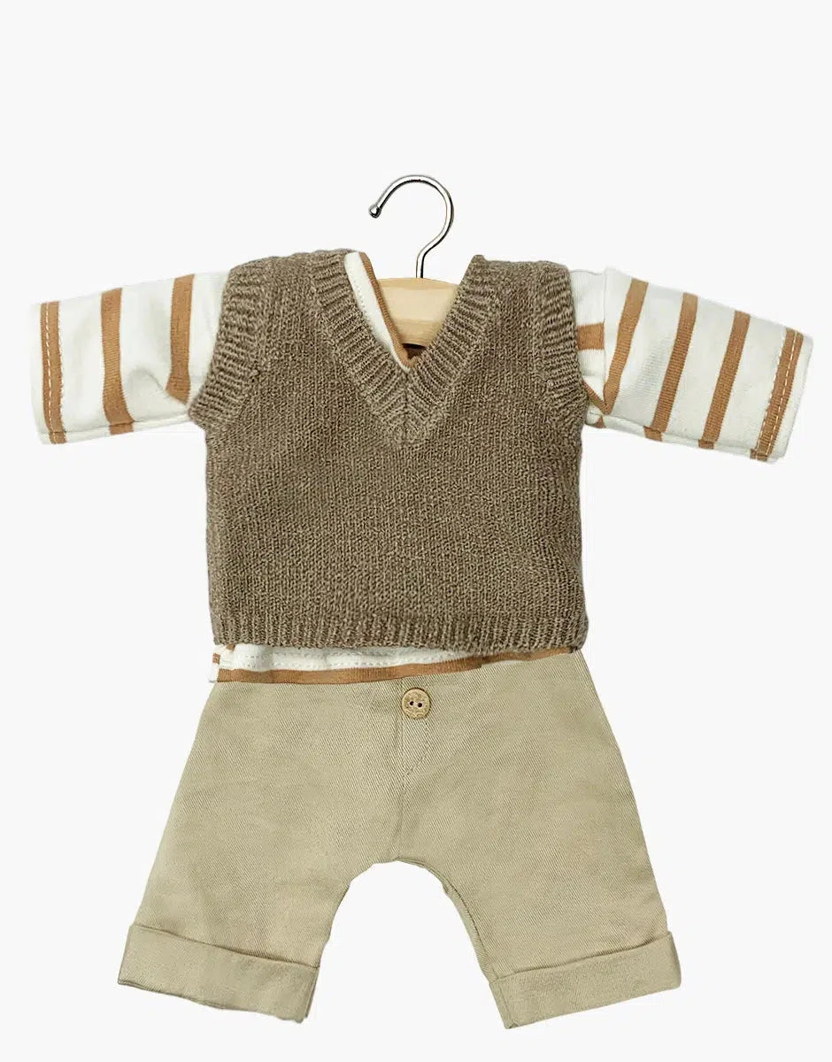 Ensemble Jules marinière en jersey à rayures beige- MINIKANE CG.17.100 3701548453552