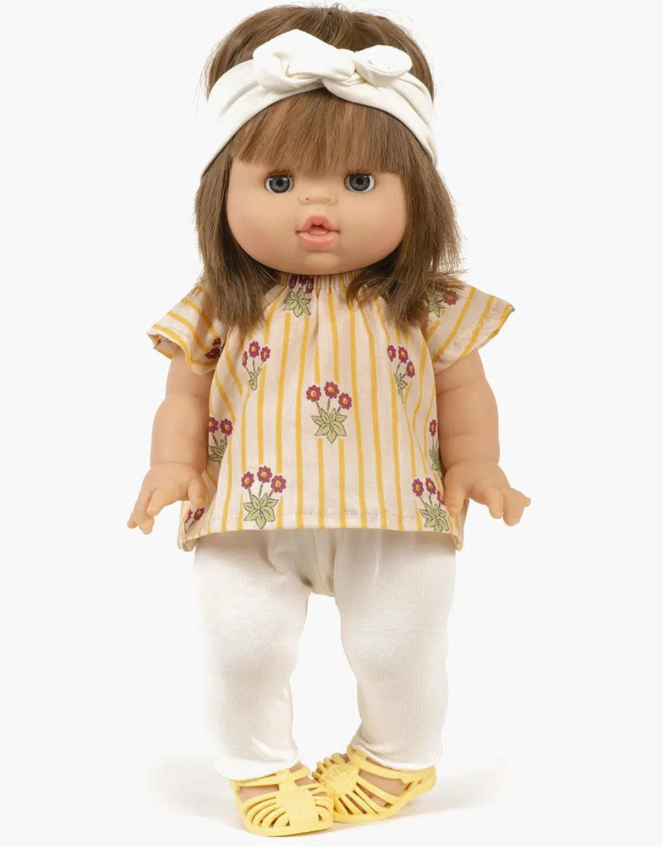 Ensemble Mazarine top Pâquerettes et legging en jersey écru avec headband- MINIKANE CG.17.086 3701548453392