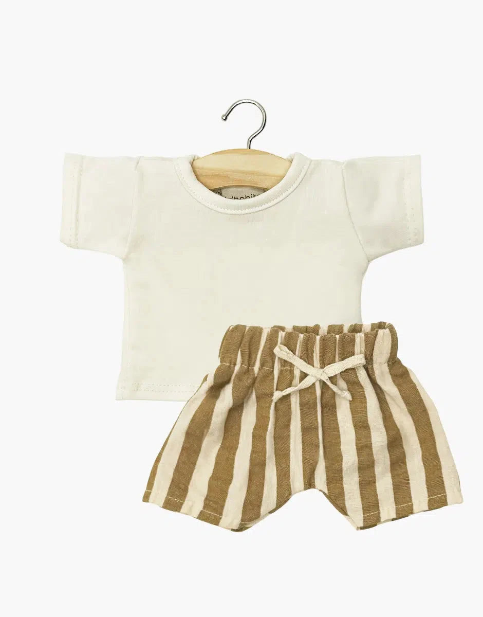 Ensemble Vito top t-shirt écru et short à rayures Zadig - minikane CG.17.252 3701548456539