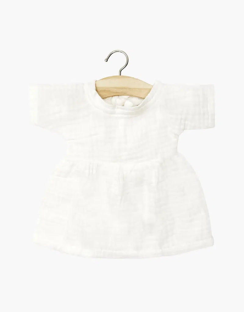 Faustine à manches courtes en gaze de coton blanc - minikane CG.17.137 3701548453934