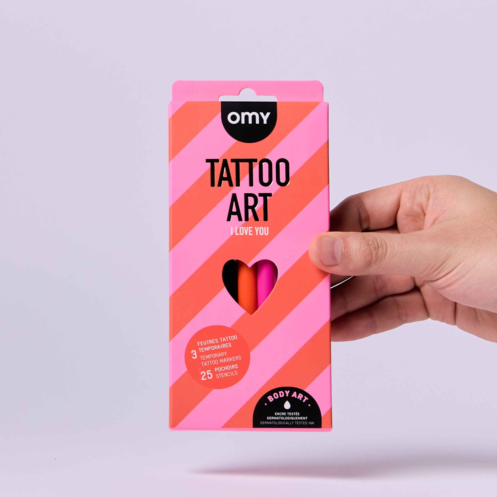 Feutres pour tatouages éphémères Tattoo Art I Love You d’Omy
