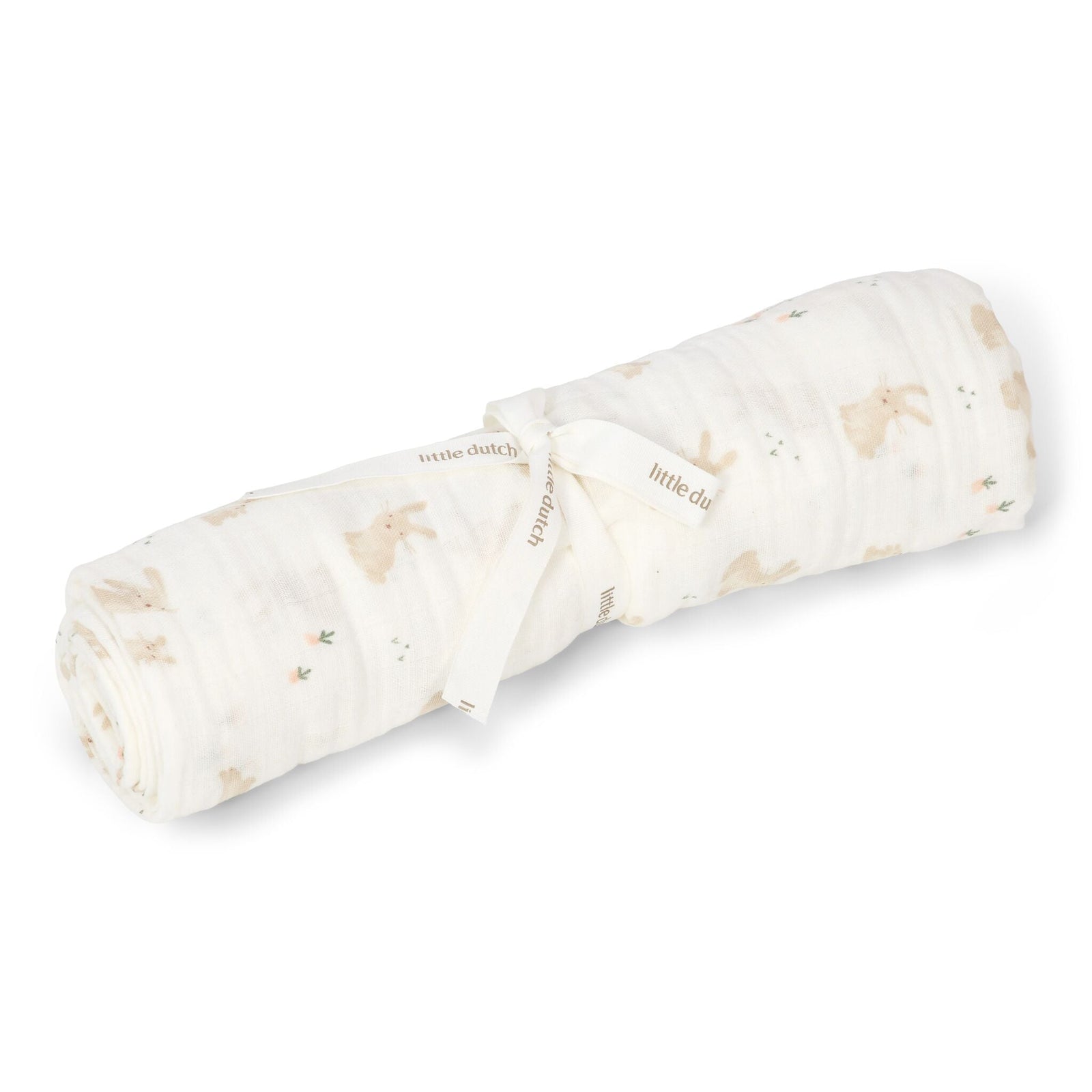 Grand lange en coton bio 120 x 120 cm Baby Bunny de Little Dutch