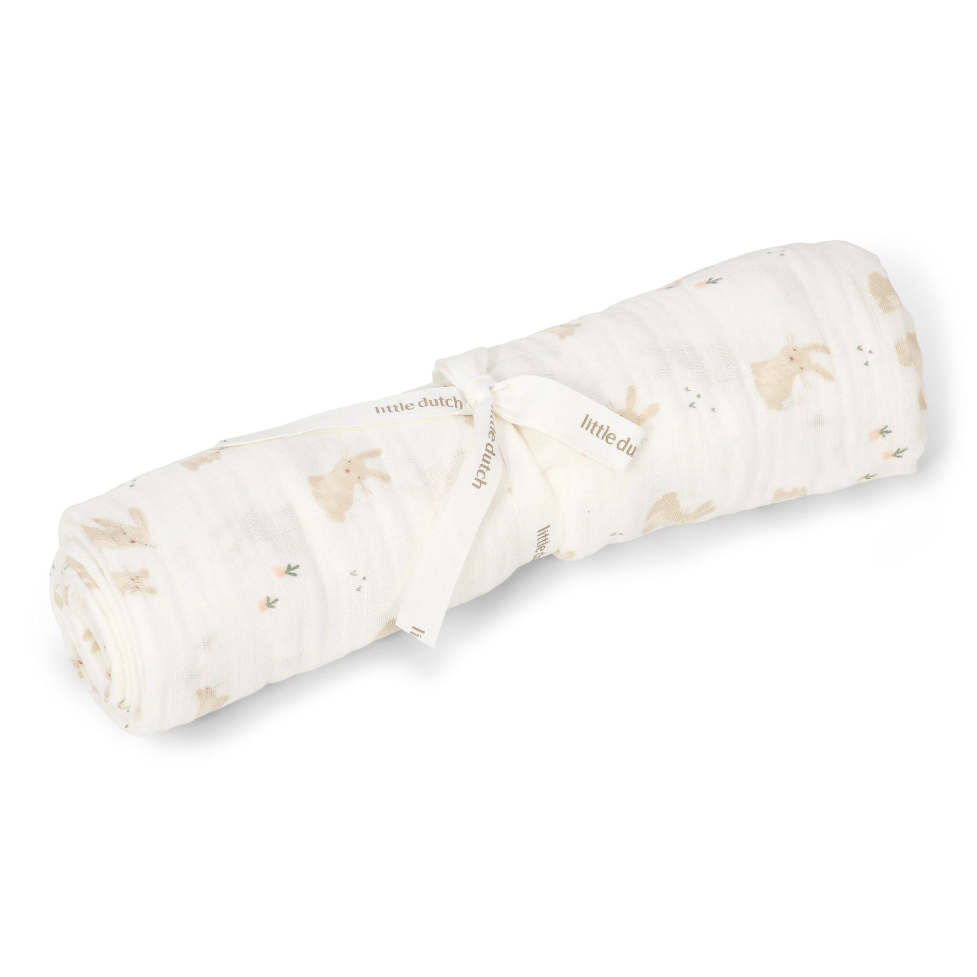 Grand lange en coton bio 120 x 120 cm Baby Bunny de Little Dutch