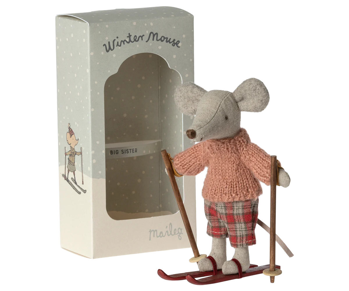Grande soeur souris avec skis- MAILEG 17-3211-00 5707304130277