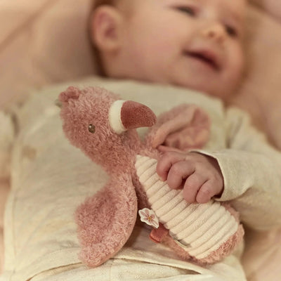Hochet peluche flamant rose- safari friends - LITTLE DUTCH