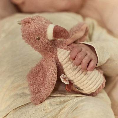 Hochet peluche flamant rose- safari friends - LITTLE DUTCH