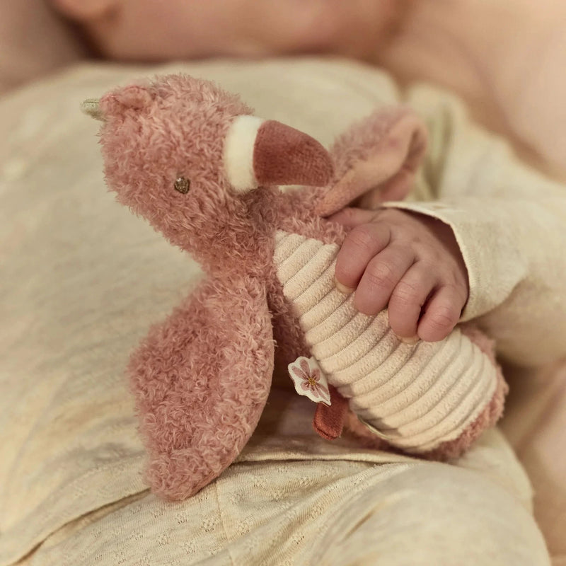 Hochet peluche flamant rose- safari friends - LITTLE DUTCH 