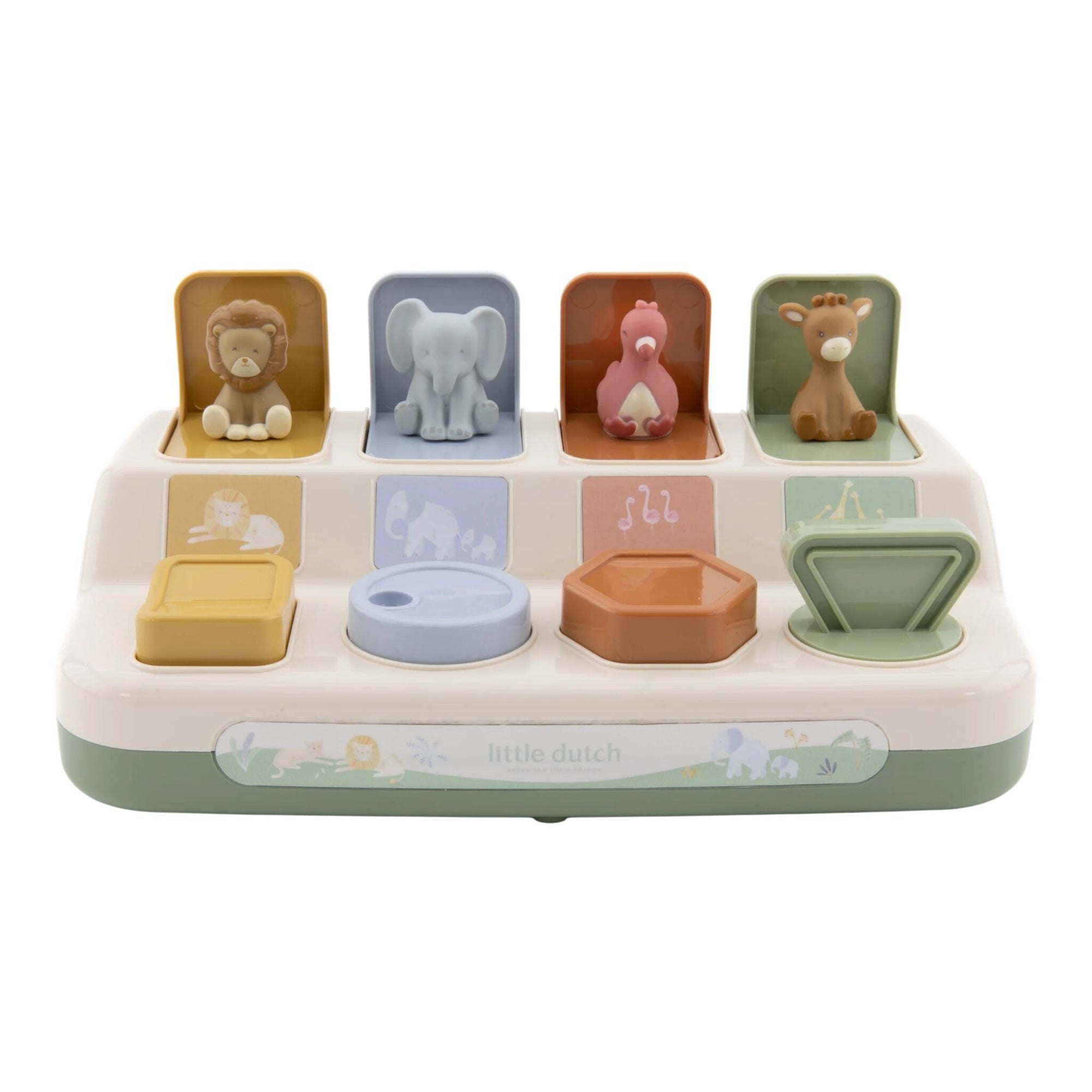 Jouet pop-up animaux Safari Friends vert de Little Dutch