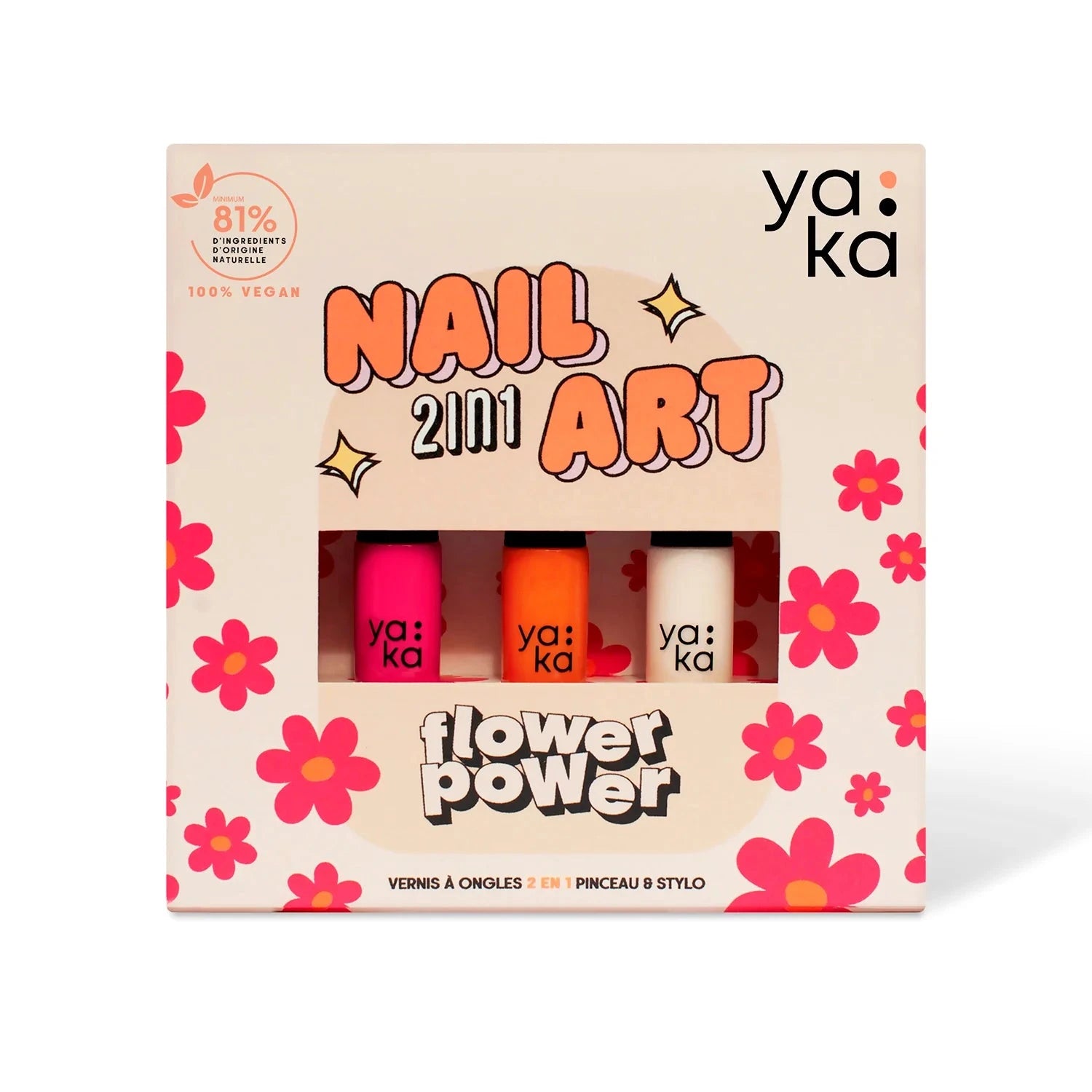 Kit vernis à ongles 2 en 1 flower power - YAKA KITFLOWER02 3770036219062
