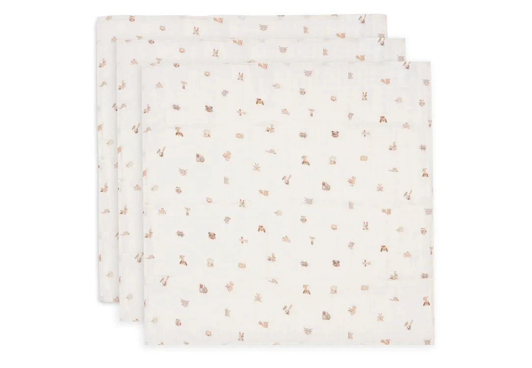 Lange gaze de Coton Small 70x70cm Animal Friends (3pack) - JOLLEIN 535-851-68154 8717329400580