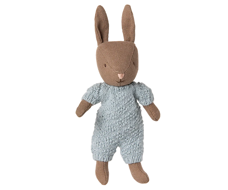 Lapin Micro Marron Combinaison tricot Bleue - MAILEG 16-5025-00 5707304143994