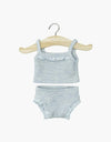 Les P’tits Basiques – Dessous fille en bord côte bleu chiné et sa dentelle - minikane CG.17.076 3701548453170