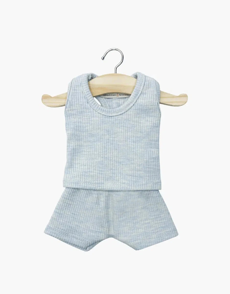 Les P’tits Basiques – Dessous garçon Marcel en bord côte bleu chiné - minikane CG.17.077 3701548453187