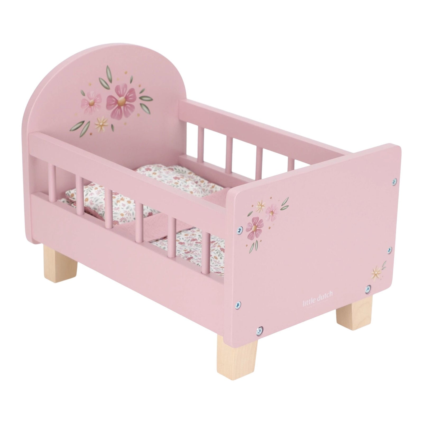 Lit de poupée en bois rose Soft Flowers – Little Dutch