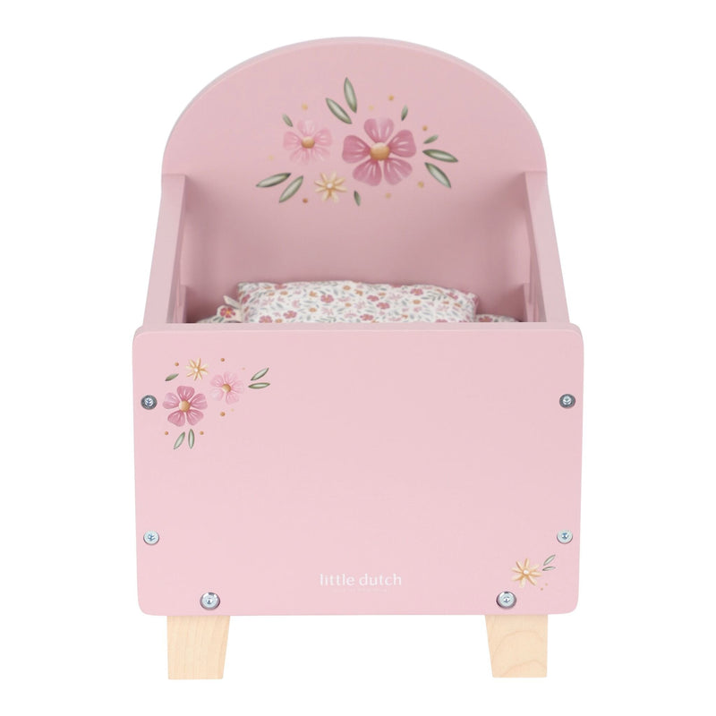 Lit de poupée en bois rose Soft Flowers – Little Dutch
